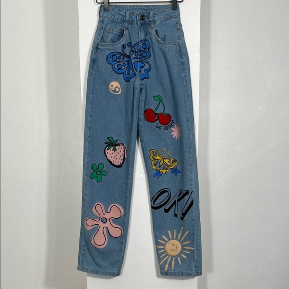Daisy Street Denim - Daisy Street Graphic Straight Leg Jeans